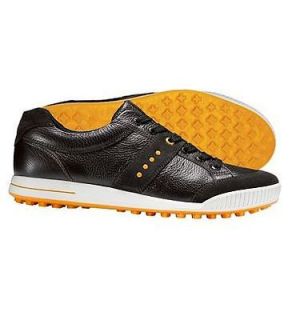 ECCO Mens Golf Street Premier Golf Shoes   Licorice/Coffe​e/Fanta 