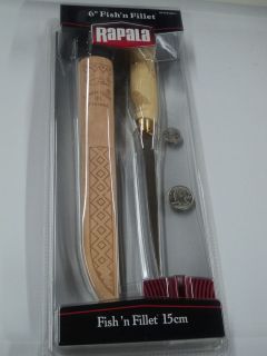 New* 6 Fishn Fillet Rapala Knife 15cm w/red knife sharpener 