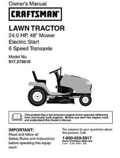 13  Craftsman 24 HP Riding Mower Tractor Manuals