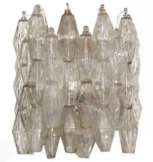   art glass mid century design  clear smoke polyhedrons chandelier