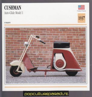 1937 CUSHMAN AUTO GLIDE MODEL 1 Scooter MOTORCYCLE CARD