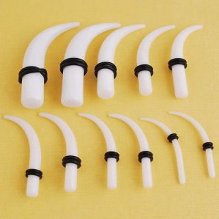   12Pcs curved claw white resin ear plugs,set of 6 ear gauges 3 to 10mm