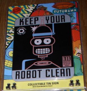 Futurama Bender Cubicle Tin Sign Keep Your Robot Clean