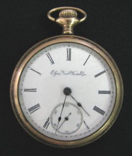 ANTIQUE POCKET WATCH ELGIN NATL WATCH CO GOLD PLATED WORKING  SEE x