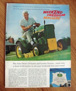 1966 John Deere Lawn Tractor Ad Model 110 Weekend Freedom Machine