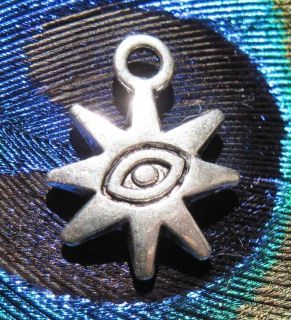 SUN EYE X Small pendant CELESTIAL charm ALL SEEING antique silver 