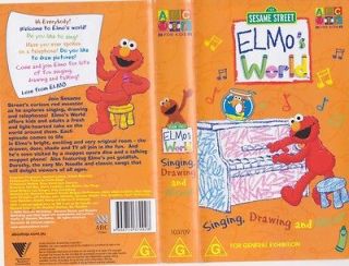 ABC~ ELMOS WORLD SINGING DRAWING AND MORE~ VIDEO VHS PAL