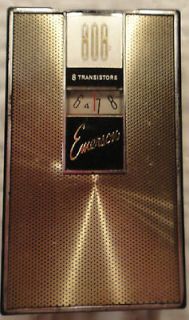 EXTREMELY RARE Vintage EMERSON 808 Radio Gold with Original Leather 