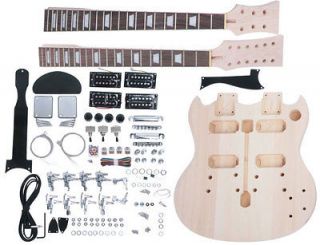   SUPPLY DOUBLE NECK ELECTRIC GUITAR BUILDER KIT. MAKES 12/6 STRING SG
