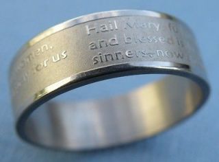 Hail Mary Sterling SS Engraved Ring   size 6.0  