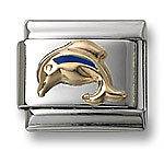 18k Gold Italian Charm Enamel Dolphin 9mm Modular Link Bracelet Free 