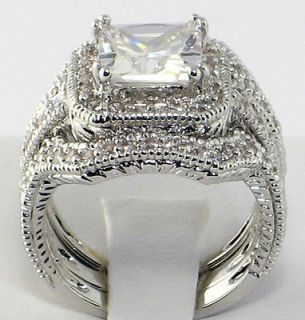   CT. Princess Cut CZ Bridal Engagement Wedding Ring Set   SIZE 8