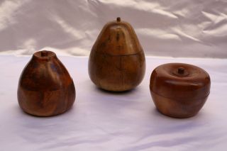 MAGNIFICENT 3P ENGLISH HAND CARVED WOODEN TEA CADDIES