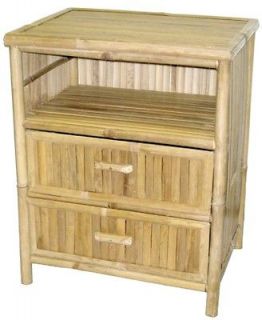 Bamboo End Table/Night Stand 2 Drawer Storage