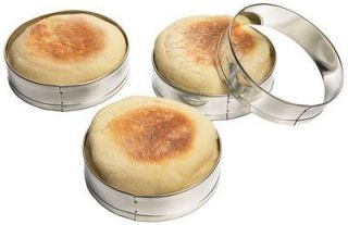FOX RUN SET OF FOUR ENGLISH MUFFIN RINGS Kitchen Bakeware New Fast 