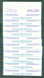 Disney Dollar Currency With Character Envelopes