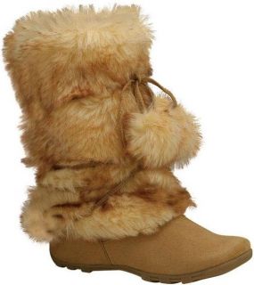 Sexy Cute Comfy Pom Pom Straps Fleece Fur Mid Knee High Tara HI Boot 
