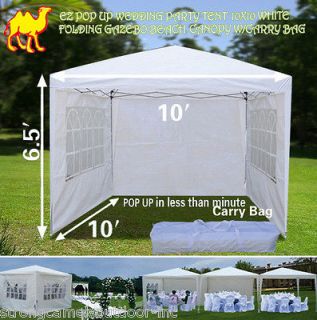 EZ POP UP Wedding Party Tent 10x10 White Folding Gazebo Beach Canopy W 