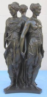 19th C. Barbedienne French Bronze Statue Three Graces FINE & RARE