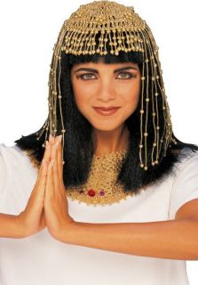 new cleopatra egytian headdress headpiece crown gold tone beads 