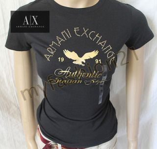 NWT Armani Exchange A/X AX WOMEN 1991 T Shirts top Gold Black XS S M L 