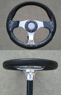   Dark Carbon Fiber Steering Wheel w/ Adapter set golf cart ezgo rzr
