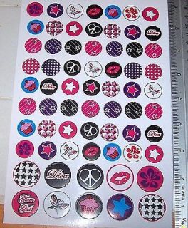 LOT OF 65 STARS LIPS Diva Peace Butterfly Stickers
