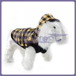 Fashion HOODIE CHECKED Dog Sweater Pet Coat Clothes NEW
