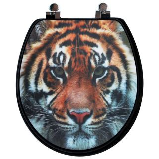 TopSeat Custom 3D Tiger Image Designer Toilet Seat W/ Chrome Hinges 