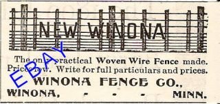 1899 WINONA WOVEN WIRE FARM FENCE AD WINONA MINNESOTA