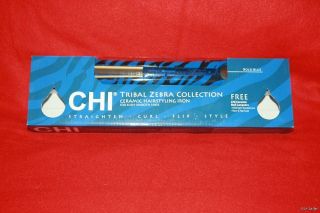 Chi Zebra Bold Blue Tribal Collection 1 Hair Straightening Flat Iron