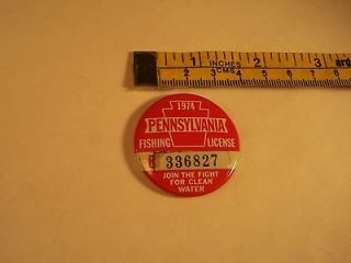 1974 PA RESIDENT FISHING LICENSE/BUTTON