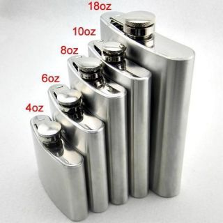   10 18 oz Liquor Stainless Steel Pocket Screw Cap Hip Flask with Funnel