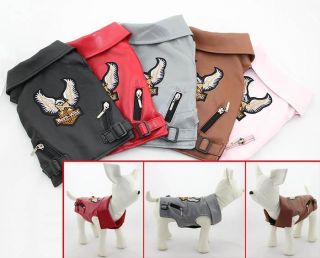 Pet Clothing Dog leather jacket eagle design Embroidery Dog Vests 5 