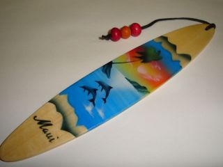 Maui Style Wood Surfboard Book Marker Dolphin 7 #6