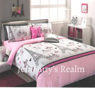   Ooh La La Pink/Black/Silver QUEEN Quilt Cover Set/Fitted Sheet/2 Cush
