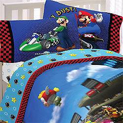 nEw MARIO KART FULL BEDDING SET   Nintendo Luigi Race Car Quilt Sheets 