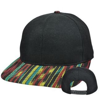  Rasta Rastafarian Pattern Bob Marley Blank Flat Bill Snapack Hat Cap