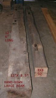Reclaimed Hand Hewn 1800s Large 12 x 8.5 Barn Beam by the Foot