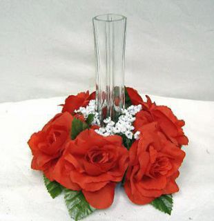   Rings ~ Apple RED ~ Silk Wedding Flowers Roses ~ Centerpiece ~ Unity