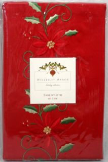   Manor Tablecloth 60 x 84 Holiday Collection Red Floral NIP