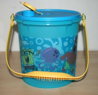 Tupperware Spongebob Square Pants Bucket Canister w/ cap and Handle 5 