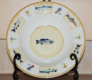 Gibson Fly Fish Trout Cabin Yellow Soup Cereal Bowl