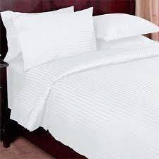 1000TC Deep Pocket Sheet Set 100% Cotton True White Stripe All USA 