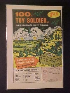 OLD RARE ~WAR ARMY MEN TOY SOLDIERS & FOOTLOCKER PRINT AD~ ORIG 