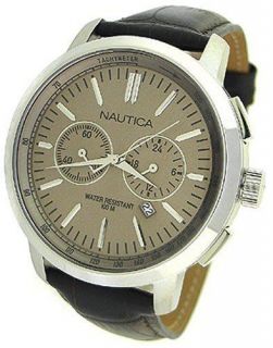 Nautica N19573G Chronograph Leather Strap Mens Watches