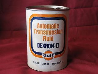 Vtg Dexron II Transmission Fluid Full Can Gulf Gas Oil Co. Cardboard 