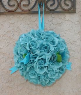   BALLS TURQUOISE BLUE Kissing Wedding Flowers Pew Bows Centerpieces