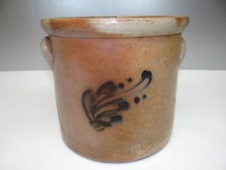   Cracked Stoneware Decorative Floral Flowers Pottery Pickle Crock