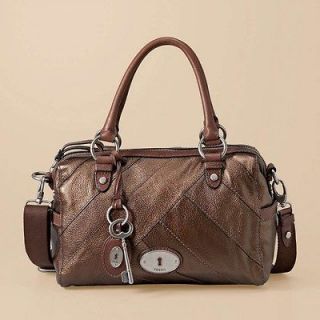 Fossil Authentic Maddox Satchel Bronze Brown Handbag